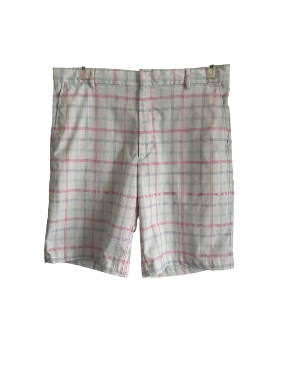 Walter Hagen Mens Plaid Golf Shorts W35 Polyester Blend Pink & Blue Resort - Picture 2 of 9